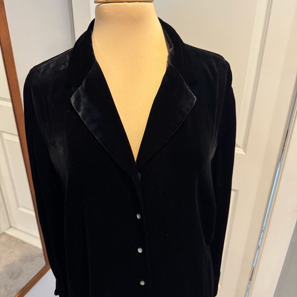 Lauren Ralph Lauren black velvet button up blouse shirt, top jacket size 16W - Picture 6 of 9